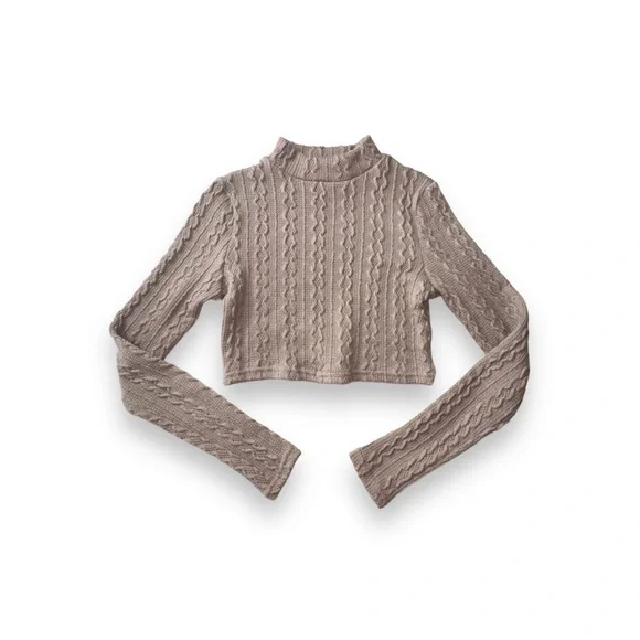 2-PIECE CABLE KNIT CROPPED LONG SLEEVE & HIGH WAIST SKINNY PANTS SET · NWOT - Picture 3 of 6